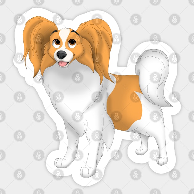 White & Red Papillon Dog Sticker by millersye